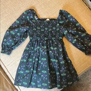 Floral Kids Dress - Green and Blue